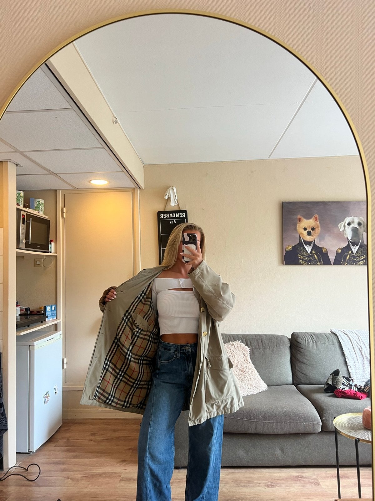 Vintage Burberry's jas met Nova Check voering, Ophalen of Verzenden, Gedragen, Maat 42/44 (L), Beige