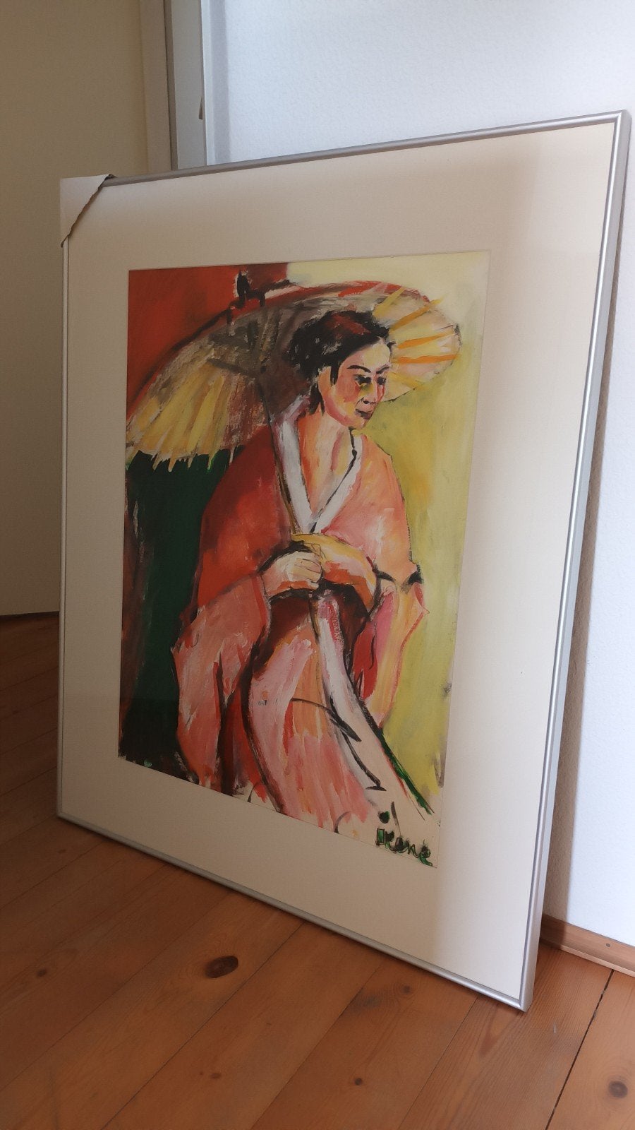 Schilderij "Meisje met parasol" van Irene Hertel, Antiek en Kunst, Ophalen