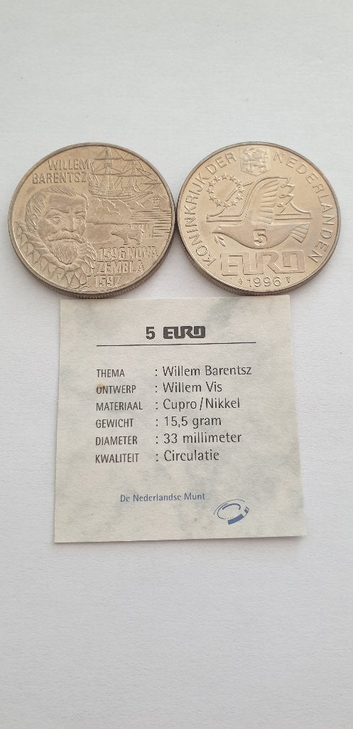 2923 willem barentsz 5 euro 1996, Verzenden, Koningin Beatrix, Euro's