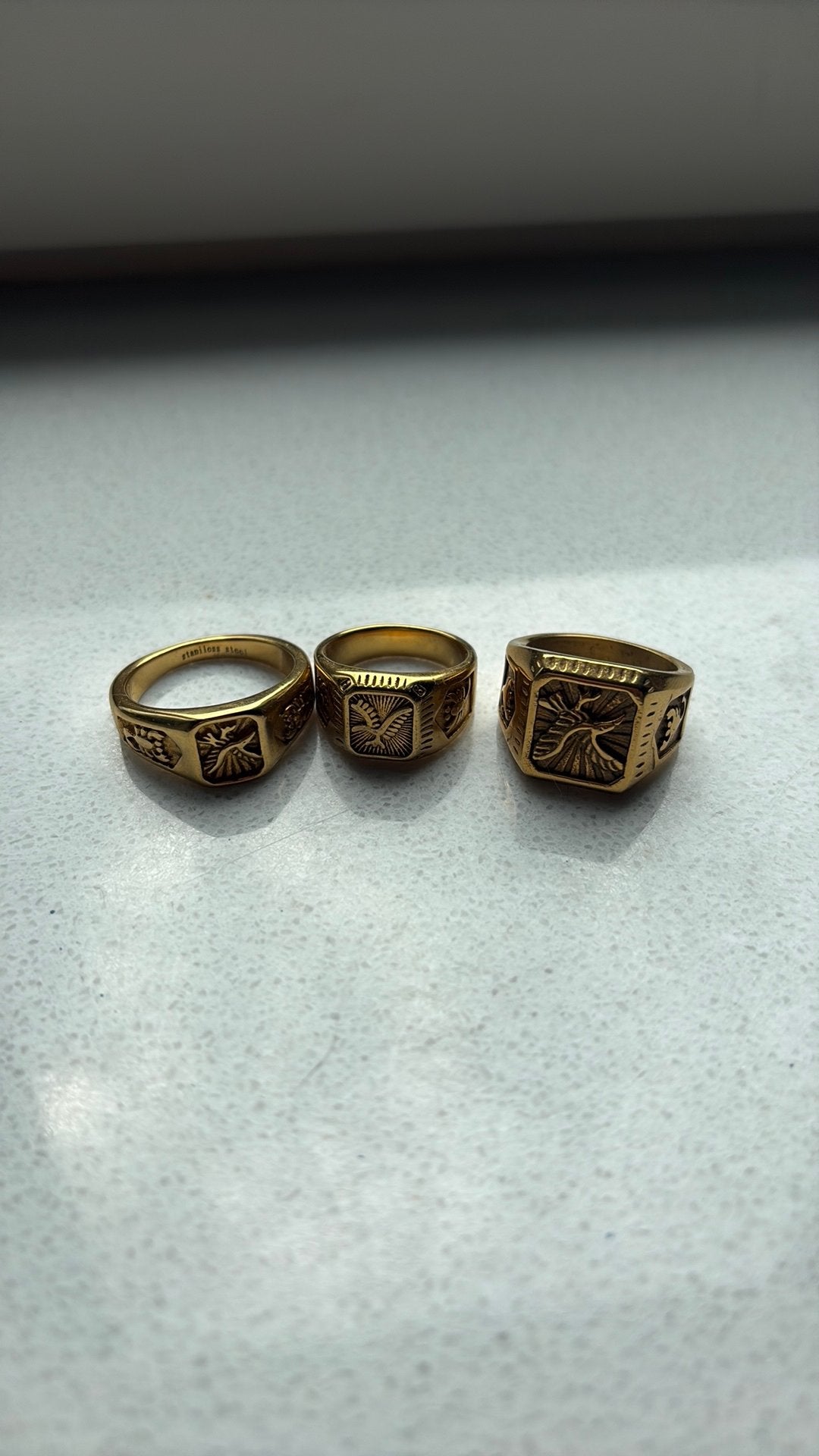 3 ringen stainless steel, Sieraden, Tassen en Uiterlijk, Ringen, IJzer of Staal, Ophalen of Verzenden, Zo goed als nieuw, Dame