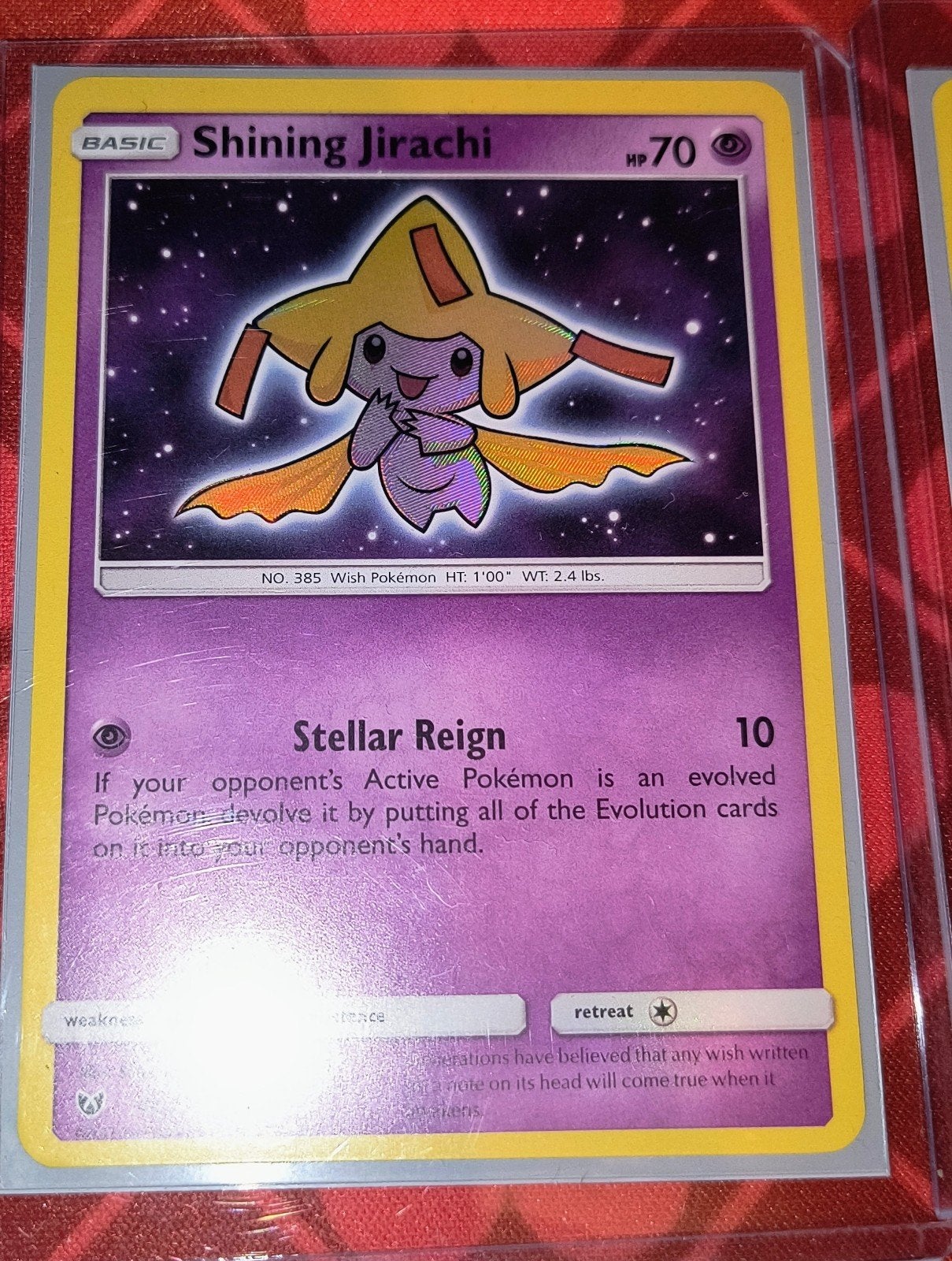 Pokémon Shining Jirachi (SLG42) Shining legends[NM], Ophalen of Verzenden, Zo goed als nieuw, Losse kaart, Foil