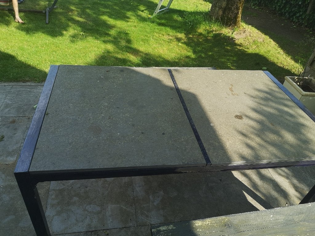 Tuintafel met bankjes, Ophalen, Gebruikt, Rechthoekig, Aluminium