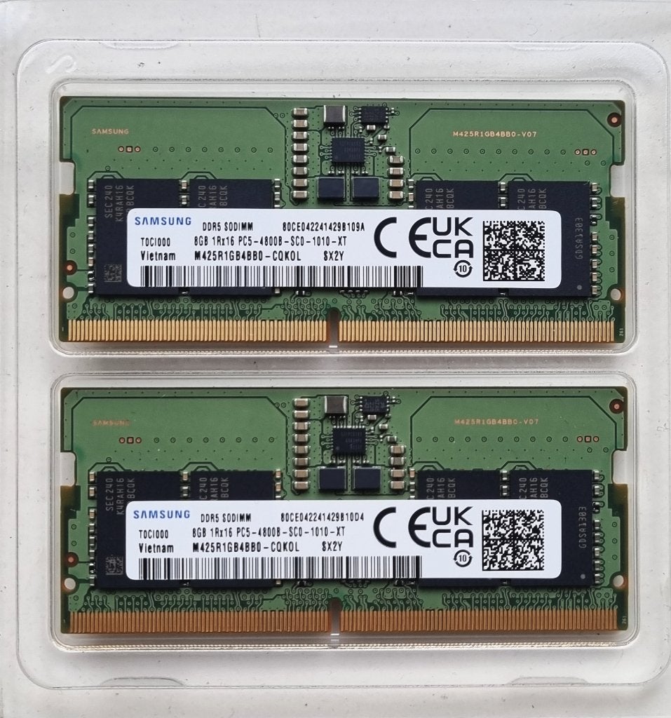 Samsung 16GB (2x8GB) DDR5 4800 SO-DIMM laptop geheugen, Computers en Software, RAM geheugen, Ophalen of Verzenden, Zo goed als nieuw