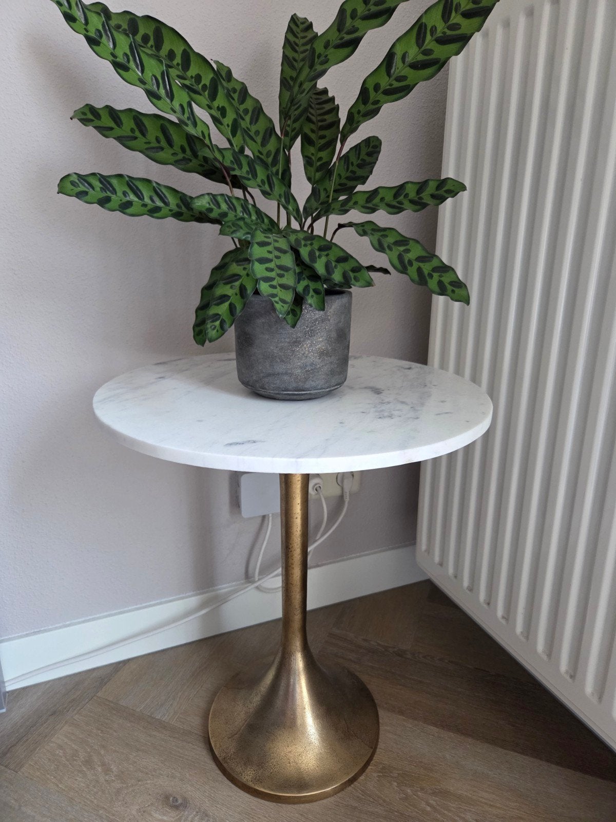 Marmeren bijzettafel Loods 5 - Ø 49 cm, H 54 cm, Huis en Inrichting, Tafels | Bijzettafels, Ophalen, Rond, Minder dan 55 cm, 45 tot 60 cm