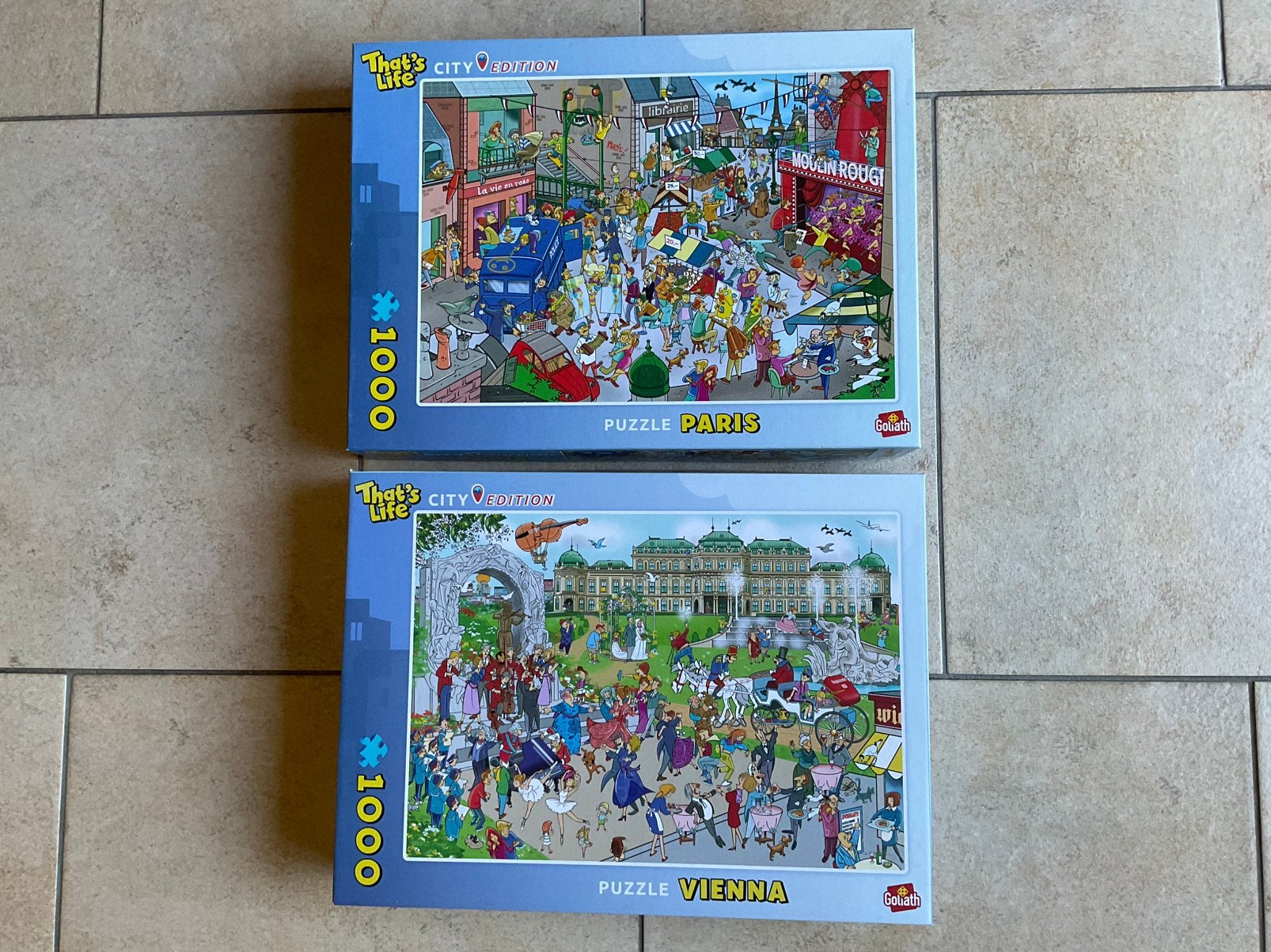 2 puzzels 1000 stukjes That’s Life “Paris/Vienna”, Ophalen of Verzenden, Zo goed als nieuw, Legpuzzel