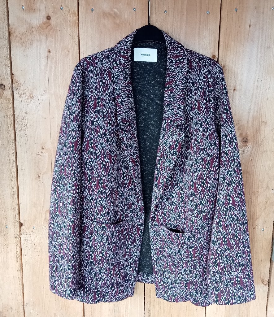 Promod blazer bordeaux print maat XL, Maat 42/44 (L), Promod, Zo goed als nieuw, Jasje