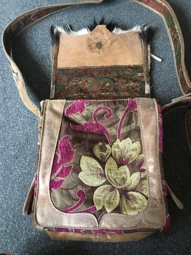 Tas bohemian/Ibiza-stijl, Ophalen of Verzenden, Zo goed als nieuw, Bruin, Schoudertasje