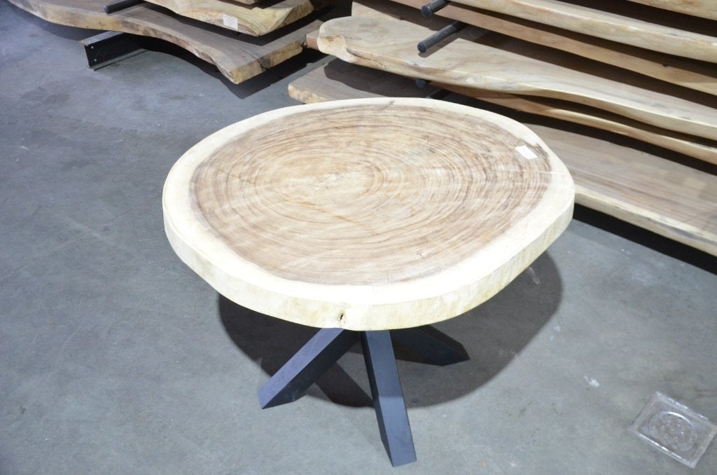 Ronde Suar boomstamtafel- 100- 120 cm-BT171, Overige houtsoorten, Rond, Nieuw, Ophalen of Verzenden