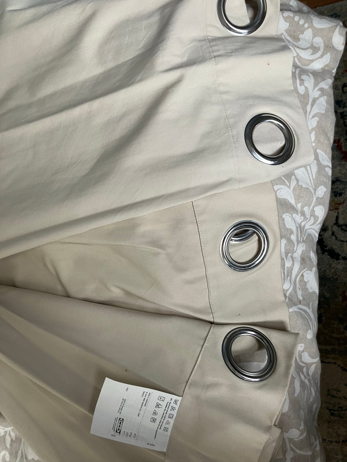 IKEA MERETE 6 stuks Gordijnen - Beige, 100% Katoen, Huis en Inrichting, Ophalen, Met ringen, Beige, Zo goed als nieuw