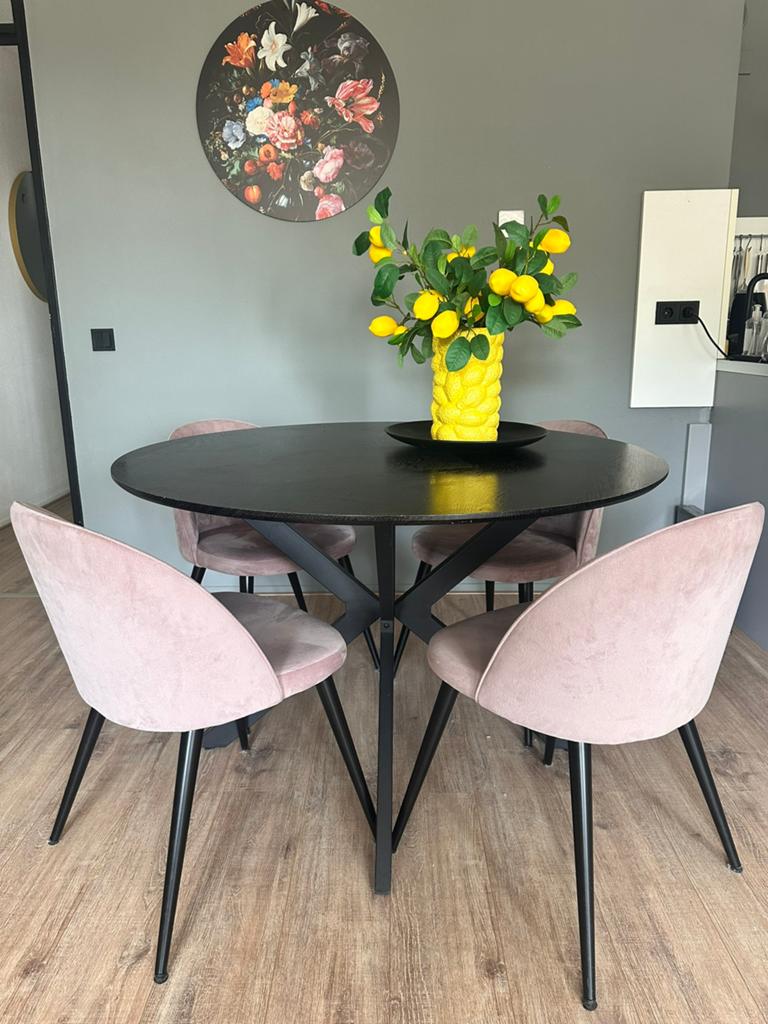 Eettafel met eetkamerstoelen, Ophalen, Overige materialen, Gebruikt, Rond