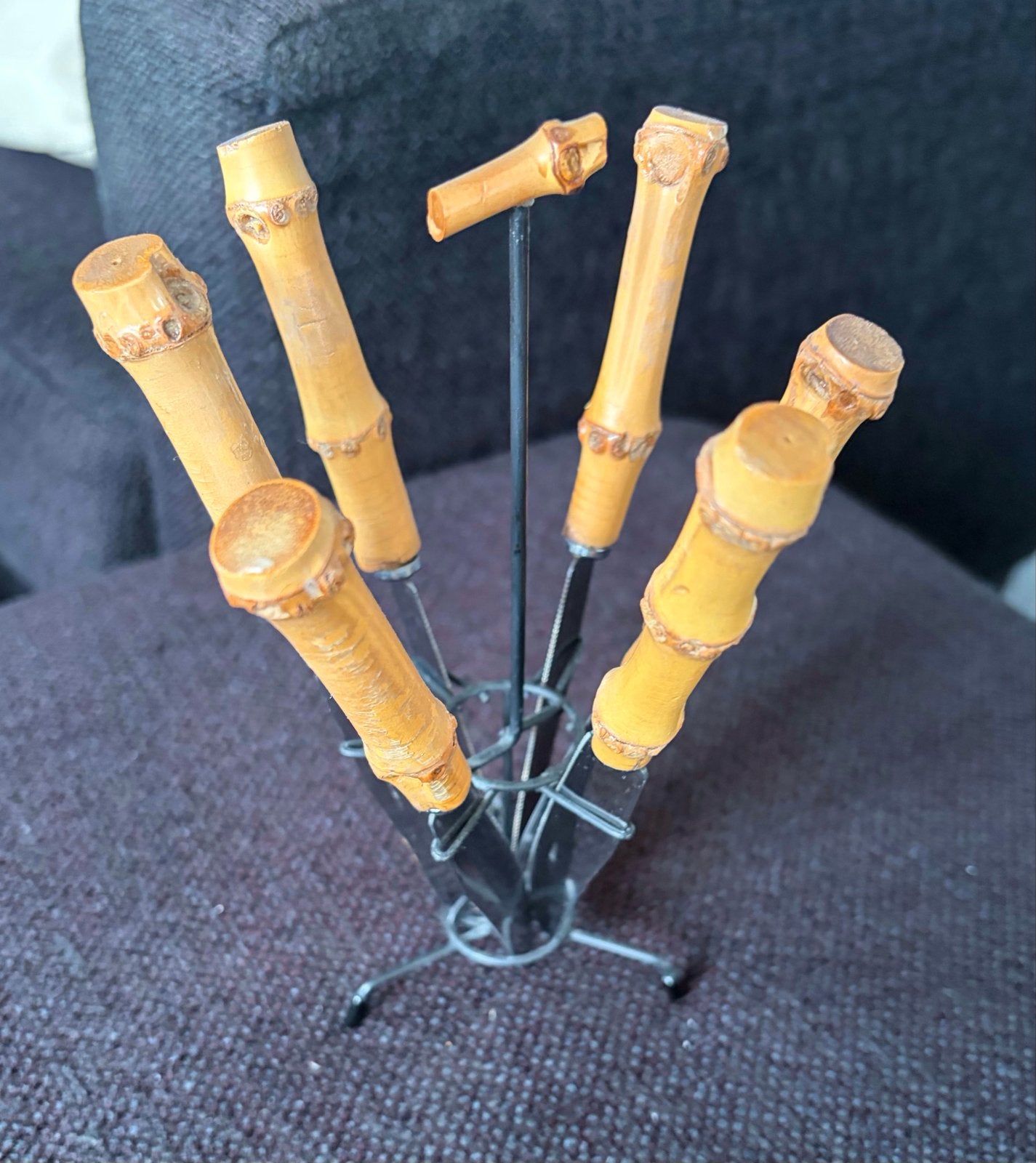 Vintage Bamboe Kaas/Smeersel Messenset - Jaren '60, Ophalen