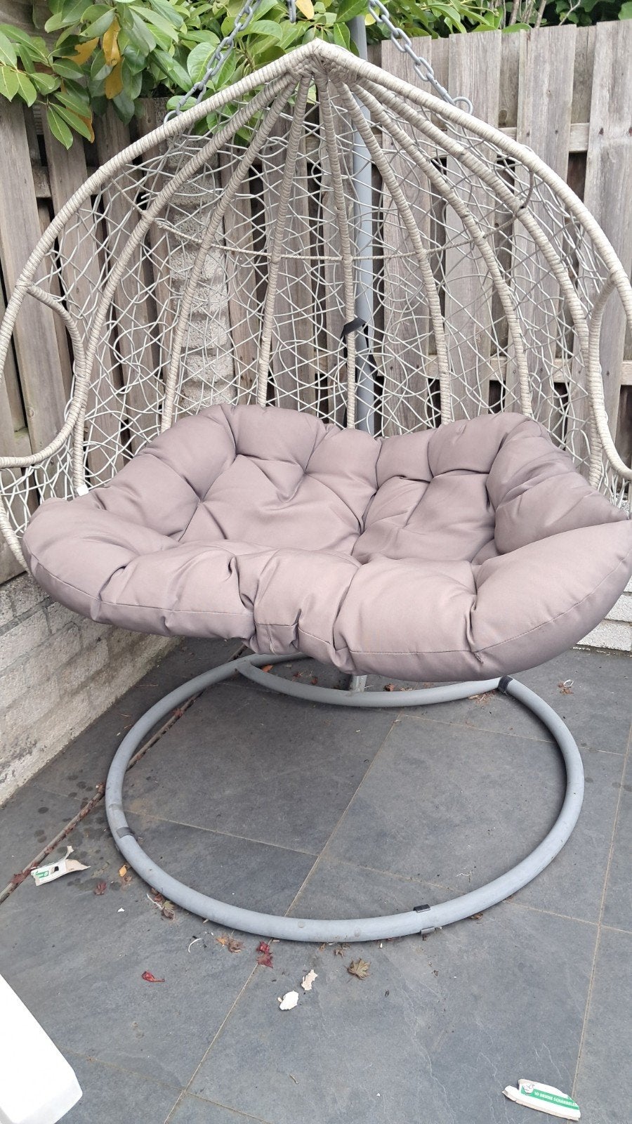 Hangstoel voor 2 personen., Tuin en Terras, Tuinstoelen, Gebruikt, Rotan, Ophalen
