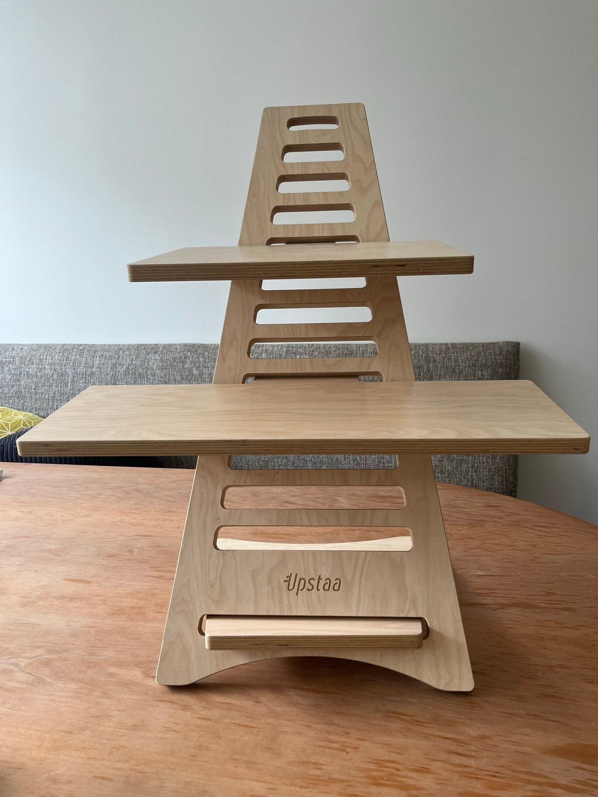 Upstaa Zit-sta bureau opzetstuk - Hout, Huis en Inrichting, Bureaus, Ophalen, Zit-sta bureau, Gebruikt, Hout