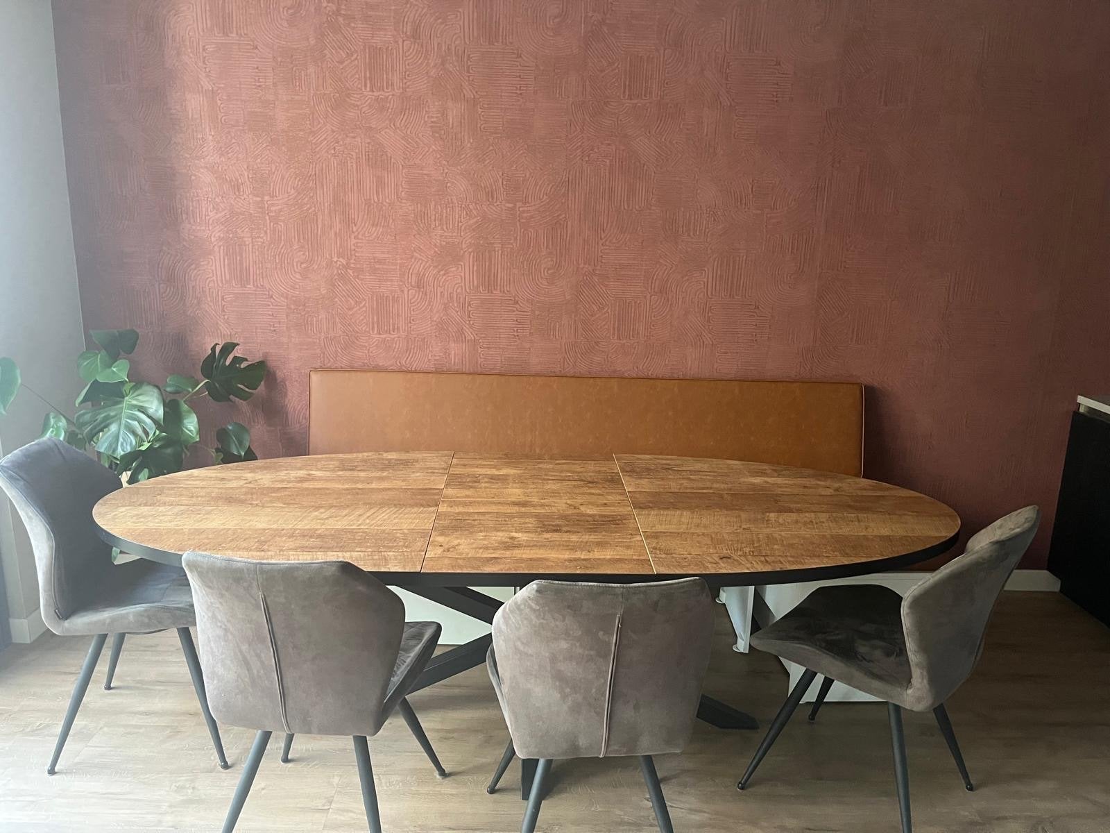 Uitschuifbare eettafel ovaal - 200/258x102cm, Huis en Inrichting, Tafels | Eettafels, Ophalen, 200 cm of meer, 50 tot 100 cm, Zo goed als nieuw