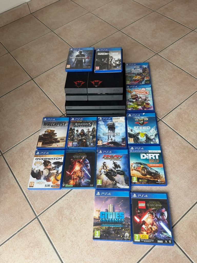 PS4 pro 1TB + PS4 500GB + 13 spellen + 2 controlers + 1 film, Ophalen of Verzenden, Zo goed als nieuw, Met 2 controllers, Original