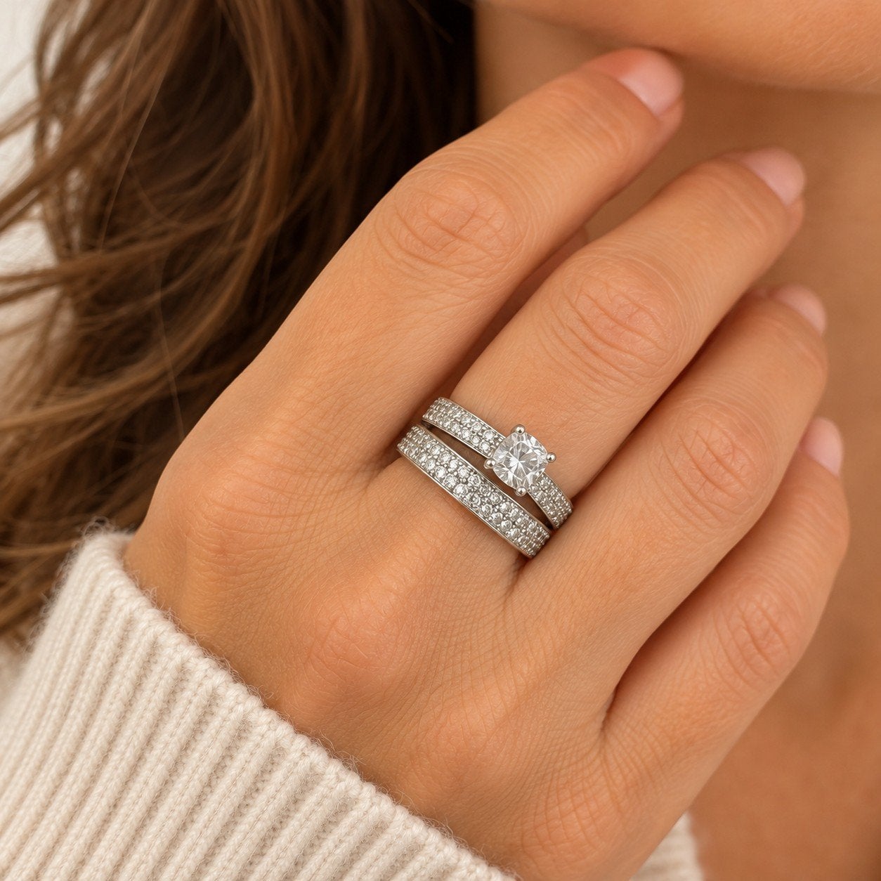 Originele Ti Sento Ringenset 925 Zilver – Maat 52 – Strass, Ophalen of Verzenden, Dame, Zilver, Kleiner dan 17