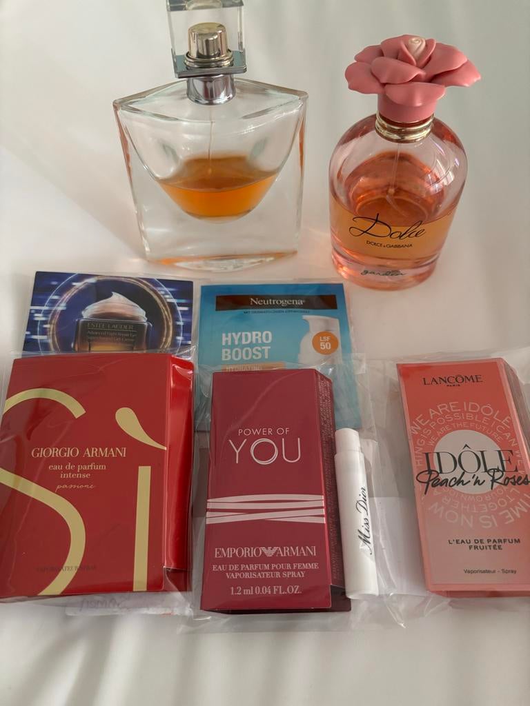 Spotprijs Parfums & Samples: Dolce & Gabbana, Armani, Lancôm, Verzenden, Gebruikt