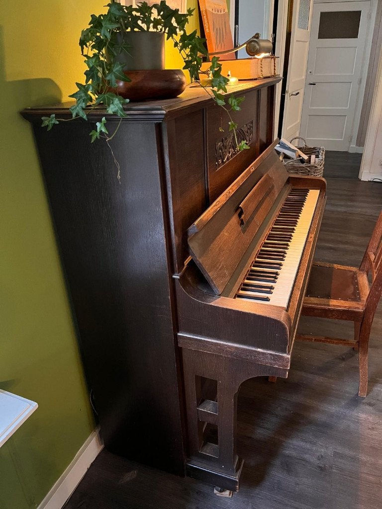 Vintage piano Ferd. Manthey, Ophalen, Gebruikt, Bruin, Piano