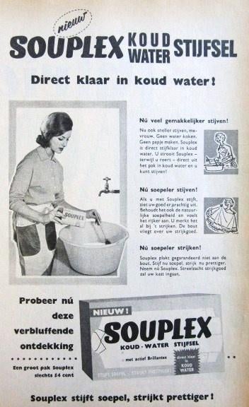 3 vintage advertenties reclames Souplex stijfsel 1960, Verzamelen, Ophalen of Verzenden, Gebruikt, Overige typen