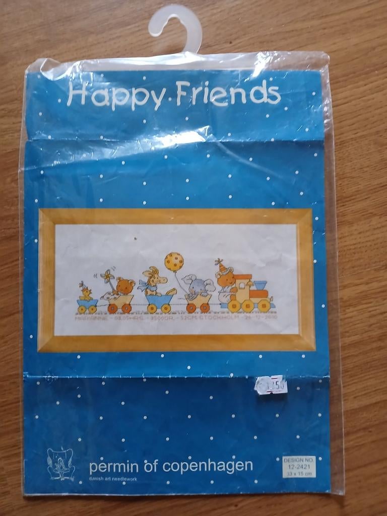 Borduurpatroon Happy Friends Permin Copenhagen, Ophalen of Verzenden, Zo goed als nieuw, Handborduren, Patroon