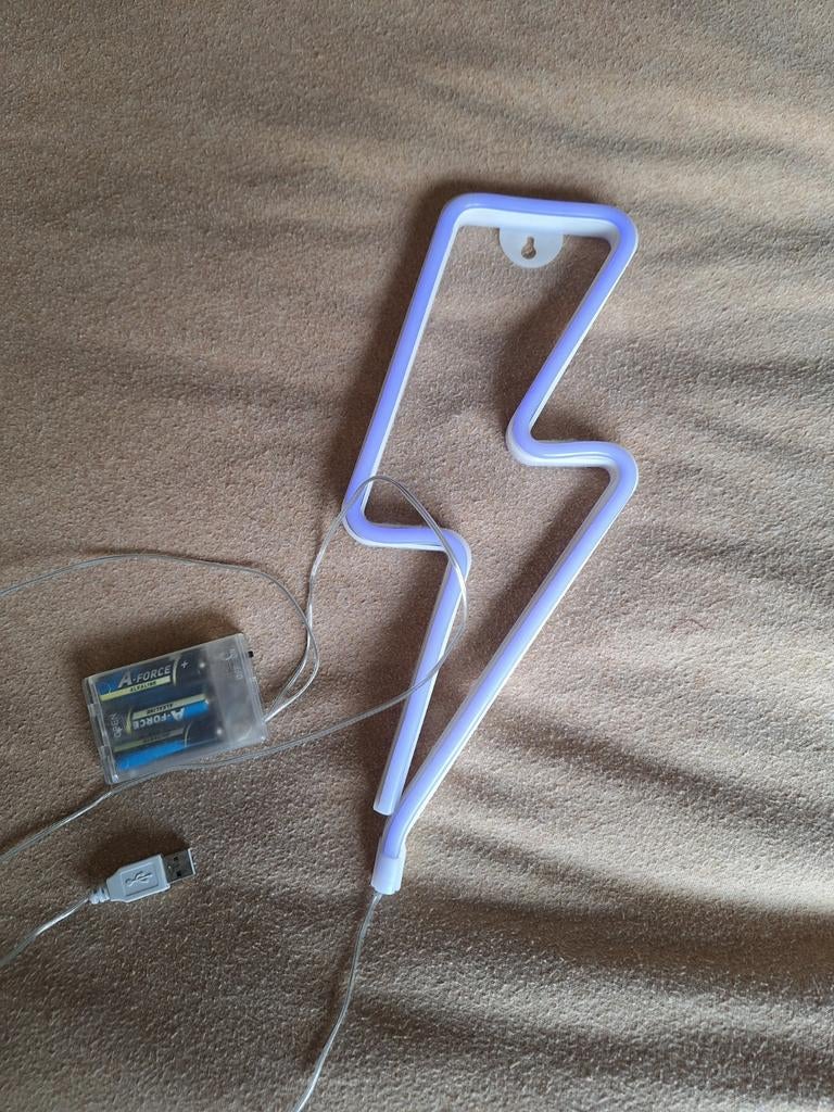 Neon blauwe bliksemschicht lamp, Ophalen, Gebruikt