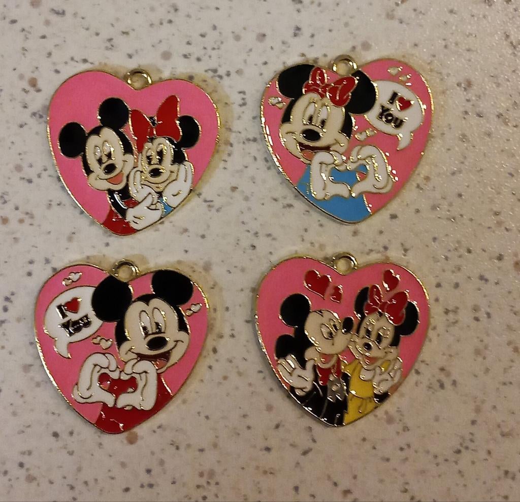 Mickey en minnie roze hart bedel, Ophalen of Verzenden, Nieuw, Bedel