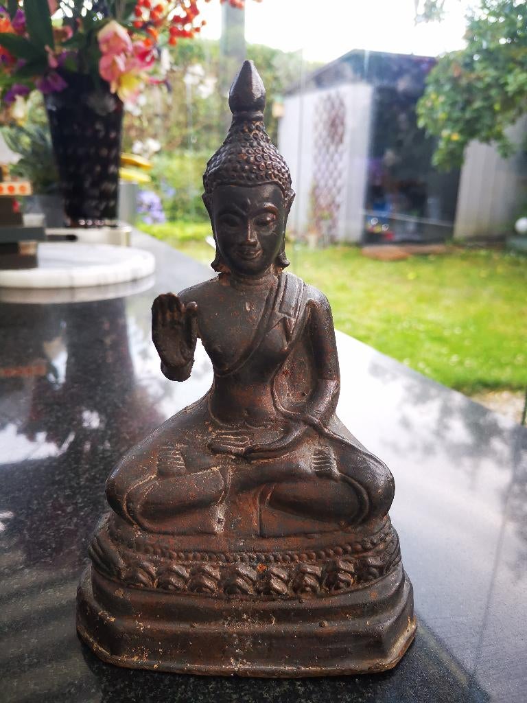 thail Boeddhabeeld bronzen Boeddha in meditatie Geluk Hemel, Huis en Inrichting, Ophalen of Verzenden, Zo goed als nieuw