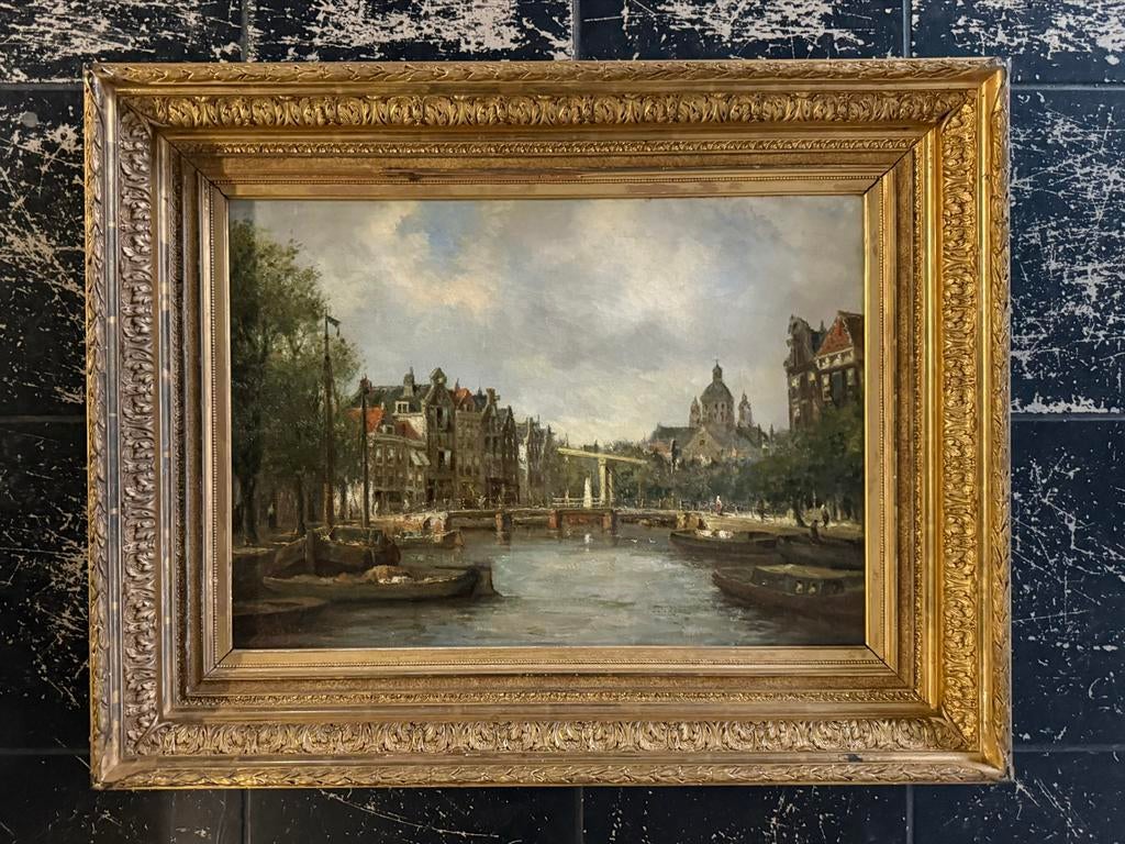 Stadsgezicht Amsterdam – Jan Gerard Smits (1823–1910), Antiek en Kunst, Ophalen