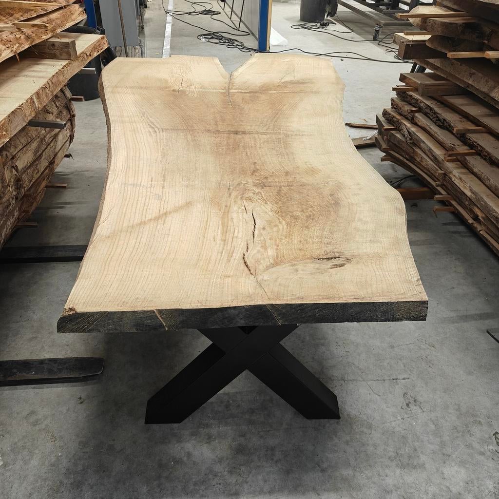 Amerikaans eiken boomstam tafel bladen. Y vorm lengte 200 cm, Ophalen, 50 tot 100 cm, Rechthoekig, Nieuw