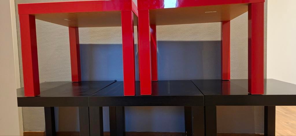 Ikea Lack bijzettafels - 2x rood, 3x zwart, Ophalen, Minder dan 45 cm, Minder dan 55 cm, Gebruikt