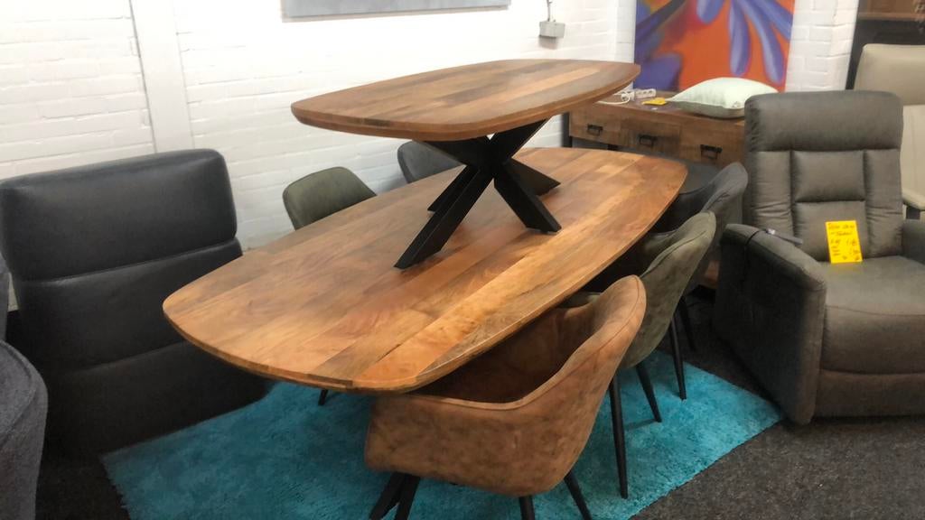 Eettafel Danish massief Mango robuuste frame NIEUW, Ophalen, Nieuw, 50 tot 100 cm, Vijf personen of meer