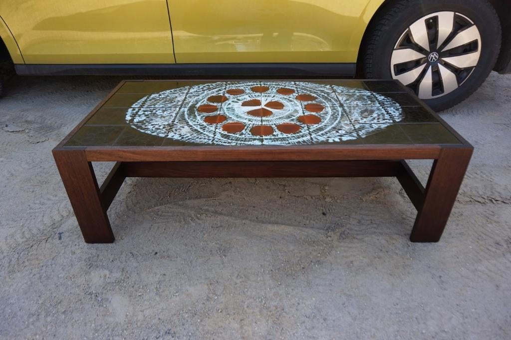 Vintage tegel salontafel van Belarti-België 1970s, Ophalen, Gebruikt, 50 tot 100 cm, Minder dan 50 cm