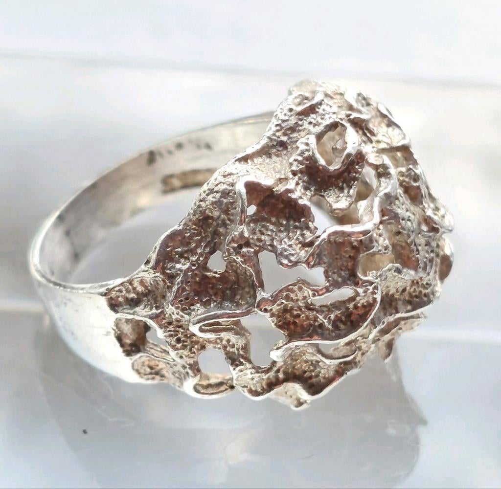 Scandinavisch zilveren design ring Scandinavisch sieraad, Gebruikt, Ophalen of Verzenden, 17 tot 18, Dame of Heer