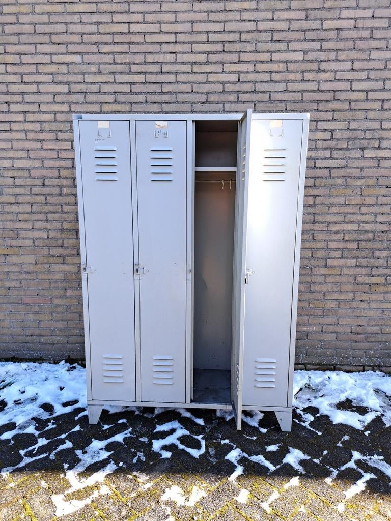 PRIJS VERLAAGD-Vintage 4 deurs lockerkast - grijs, Ophalen, Gebruikt
