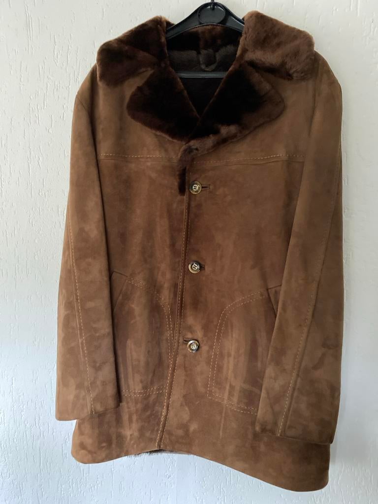 Vintage Bruine leren jas - O.S.A. Bruxelles maat L, Ophalen of Verzenden, Zo goed als nieuw, Overige maten, Bruin