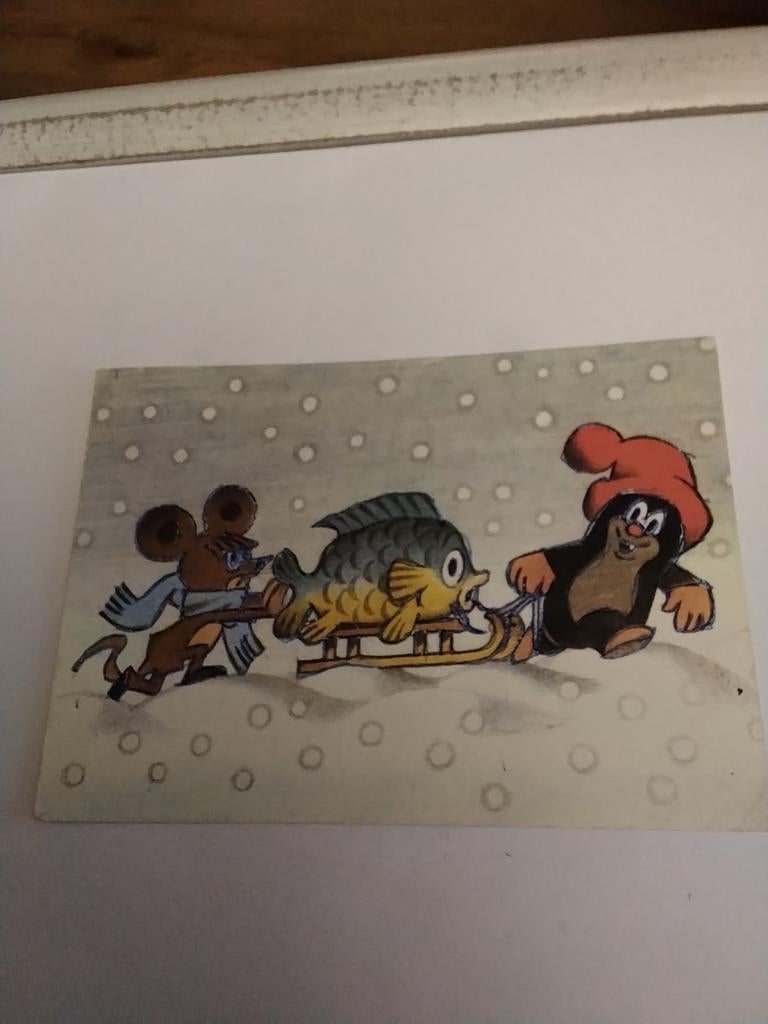MOLLETJE. MET GROTE VIS. OP SLEE, Ophalen of Verzenden