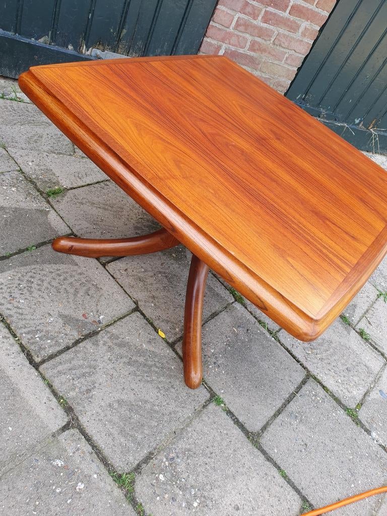 Vintage salontafel 75x75 47 hoog, Ophalen, 100 tot 150 cm, Teakhout, 50 tot 100 cm