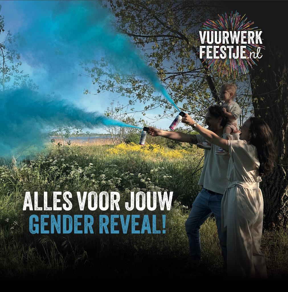 Gender reveal vuurwerk | Rook | Confetti | Fakkels, Hobby en Vrije tijd, Feestartikelen, Ophalen of Verzenden, Nieuw, Feestartikel