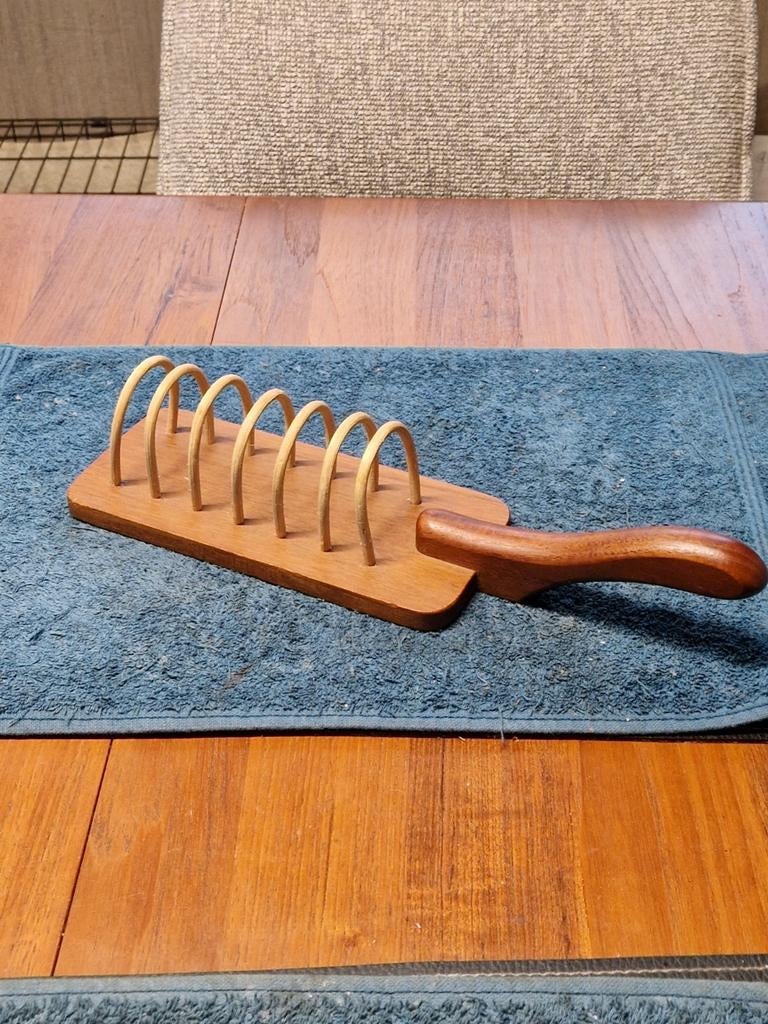 Vintage Teak houten Toasthouder"Karl Holmberg?" Denmark., Ophalen of Verzenden