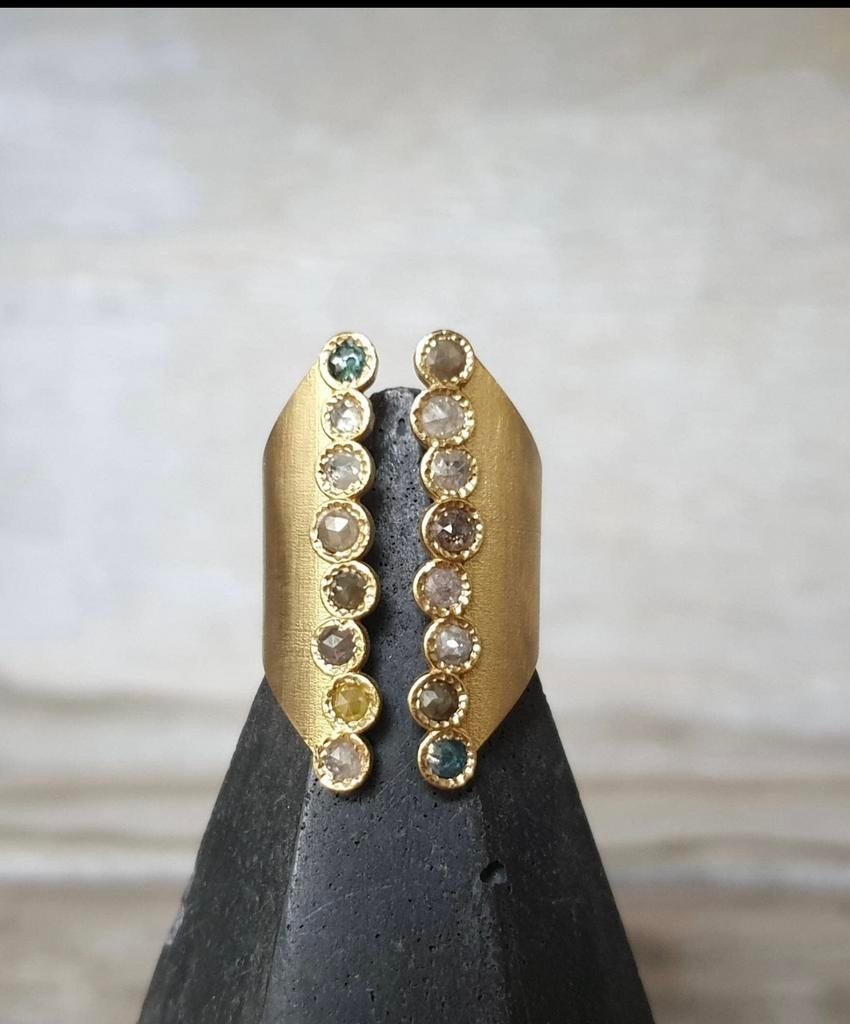 Appart roos geslepen diamant ring 18 krt., Overige kleuren, Nieuw, Ophalen of Verzenden, Met edelsteen