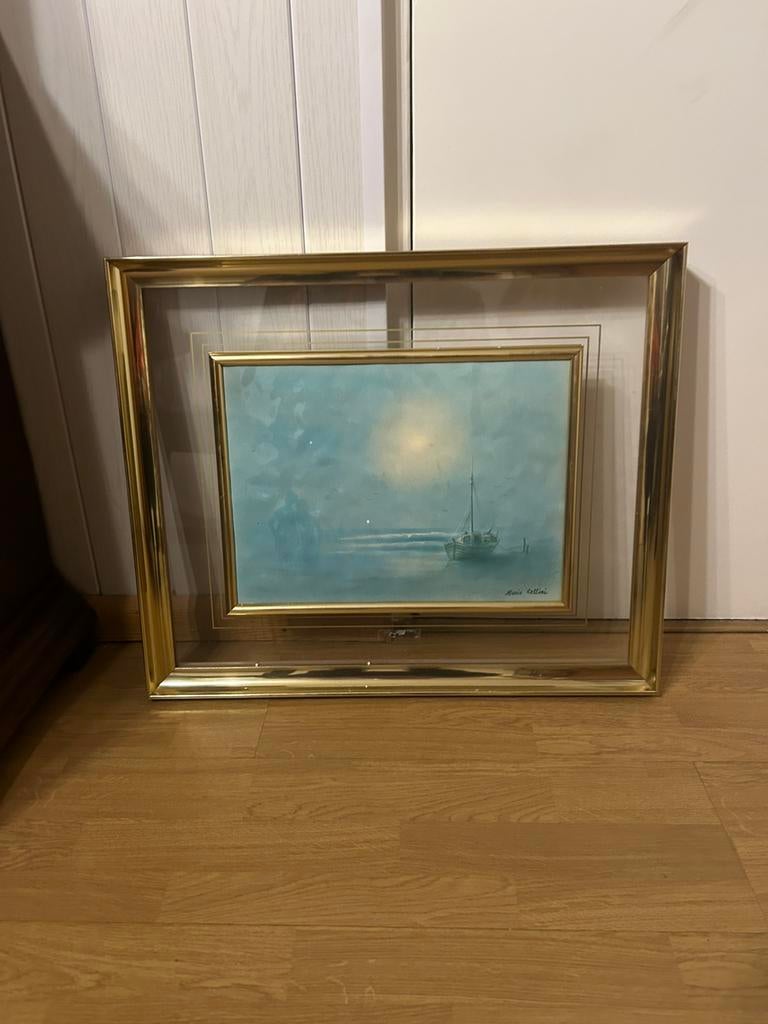 Maritiem Schilderij - Mario Cellini - In Luxe Gouden Lijst, Antiek en Kunst, Antiek | Woonaccessoires, Ophalen of Verzenden