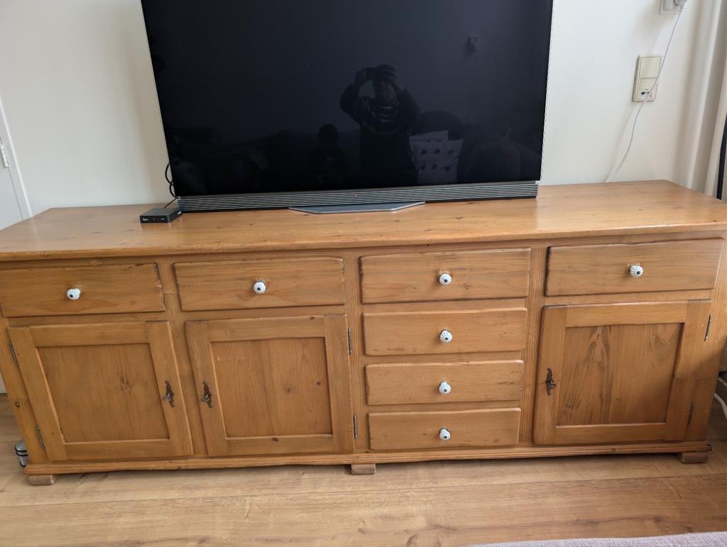 Dressoir met kleppen, lades en deurtjes, Ophalen, Landelijk, 200 cm of meer, Met deur(en)