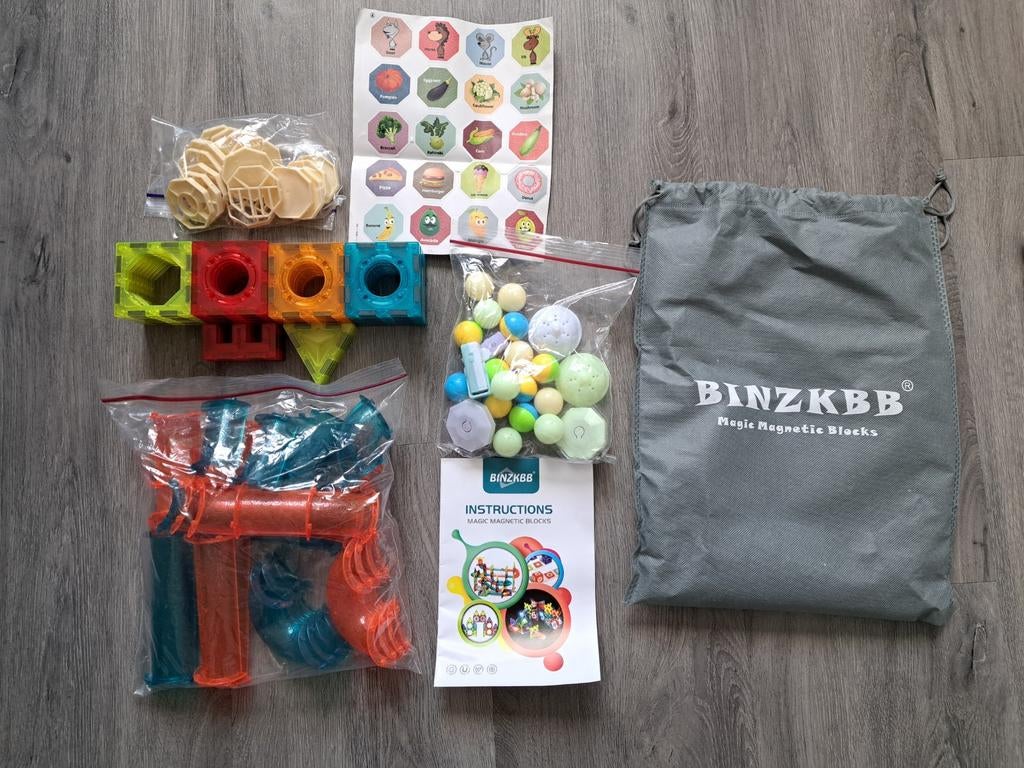 Binzkbb knikkerbaan magnetische tegels stem speelgoed, Ophalen of Verzenden