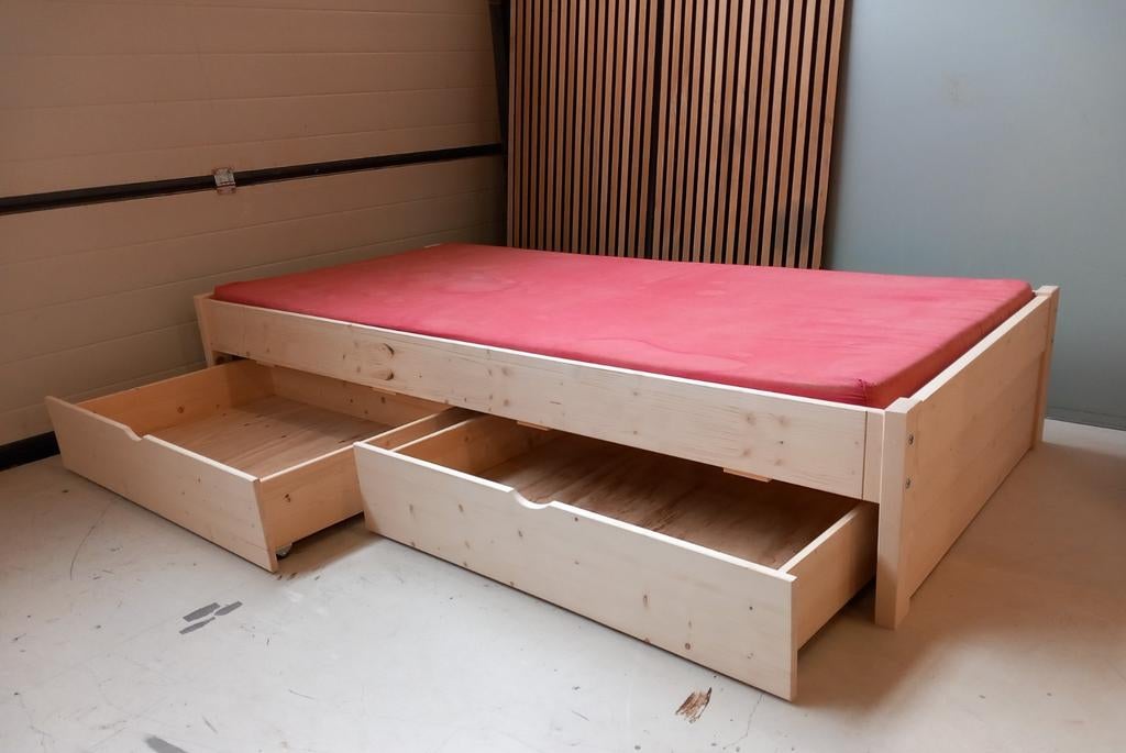 Bed Luc 90x210 +laden, Ophalen, 90 cm, Eenpersoons, 210 cm