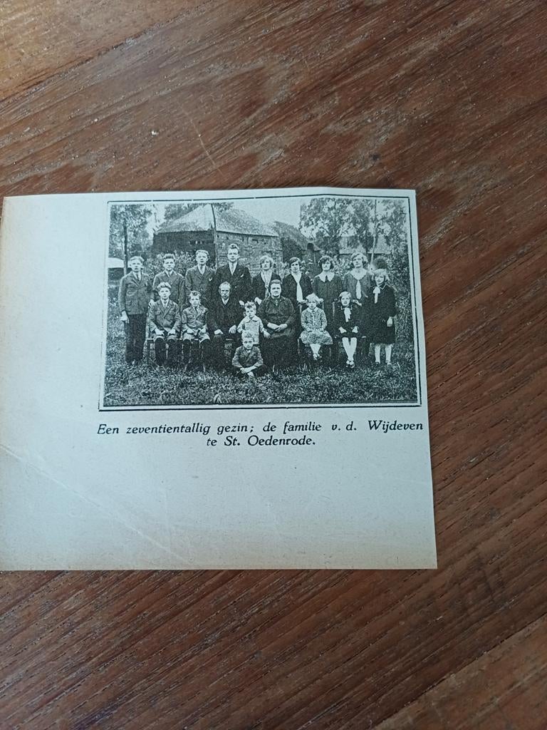 Knipsel familie van de Wijdeven Sint Oedenrode 1931, Ophalen of Verzenden, 1920 tot 1940, Knipsel(s)