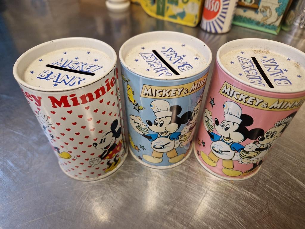 Disney mickey bank ,blik spaarpotjes, Verzamelen, Disney, Ophalen of Verzenden, Mickey Mouse, Beeldje of Figuurtje