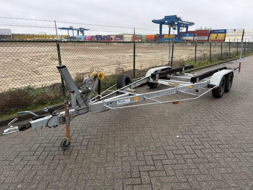 Techau dubbel-as boottrailer op kenteken, Ophalen of Verzenden, Gebruikt, Minder dan 6 meter
