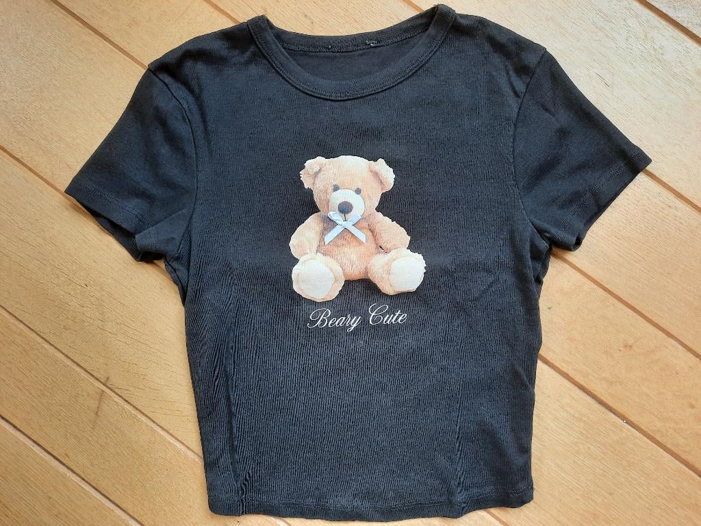T- shirt zwart met beer maat S - nieuw, Zwart, Nieuw, Ophalen of Verzenden, Korte mouw