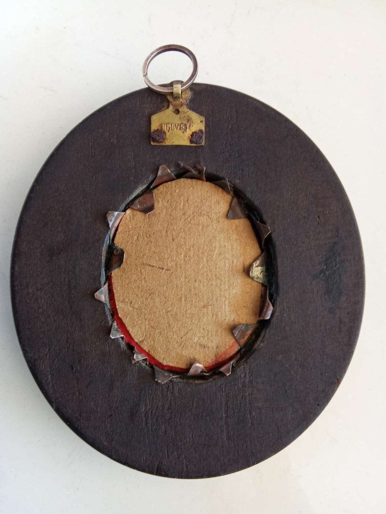 Maria met Kindje Jezus miniatuurschilderij op porselein, Ophalen of Verzenden, Gebruikt, Overige typen, Christendom | Katholiek
