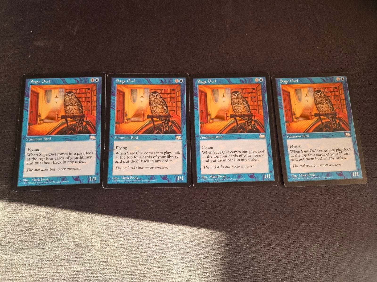 Magic: The Gathering - Mirage - Sage Owl (4 stuks), Hobby en Vrije tijd, Ophalen of Verzenden, Gebruikt, Meerdere kaarten